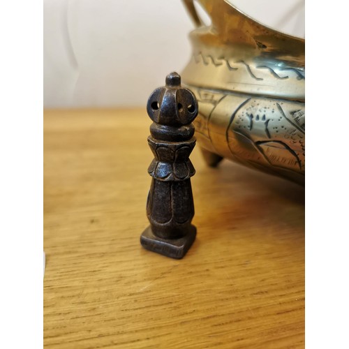 163 - A bronze Chinese senser and a Tibetan Buddha well detailed, a  Tibetan wax seal, and a Moroccan powd... 