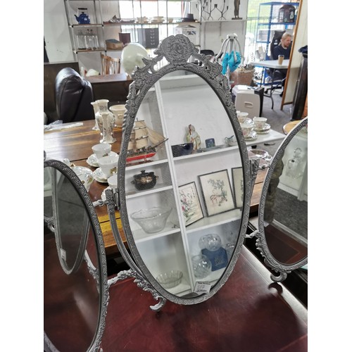 452 - Wrought Iron Dressing Mirror with adjustable arms and tilting mirror. Stands at 63cm tall with a wid... 