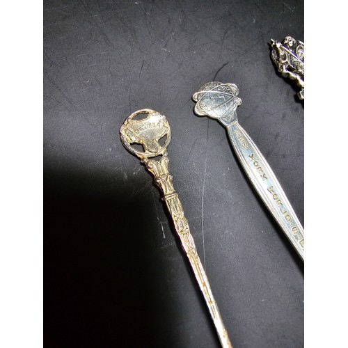 169A - A collection of 9x solid silver collectable teaspoons to include some unusual designs which includes... 