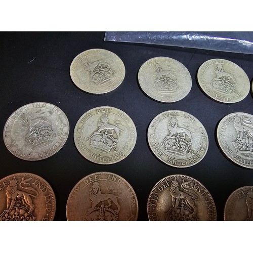 175 - A large collection of 19x silver 1 shilling coins (British) all of the coins pre date 1947 so all wi... 