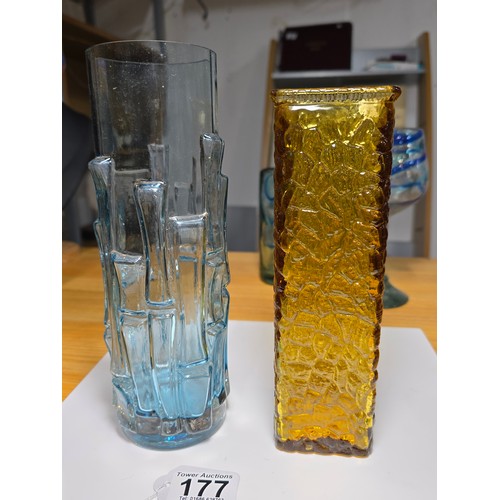 177 - A collection of good quality art glass to include a pair of impressive handblown glass goblets with ... 