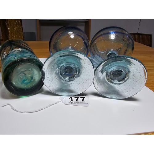 177 - A collection of good quality art glass to include a pair of impressive handblown glass goblets with ... 