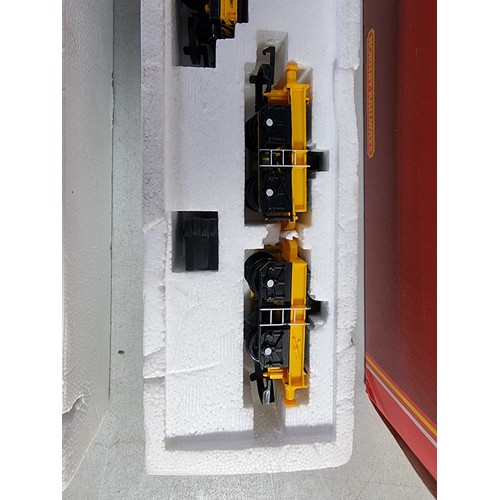 29 - Boxed Hornby R749 75ton breakdown crane in maintenance department yellow with wasp stripes, and the ... 