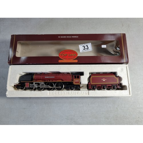 33 - Hornby top link 00 gauge R2023 4-6-2 Duchess of Gloucester locomotive and tender, BR maroon, yellow ... 