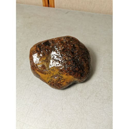 158 - 2x very large uncut specimens of agate jasper may well be pumpkin spice chert largest piece measures... 