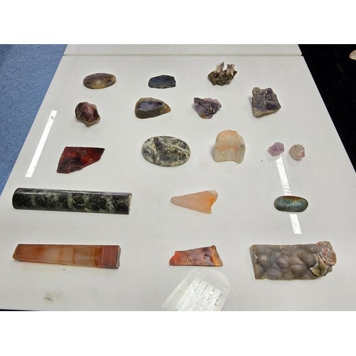 111 - A good selection of rocks crystal and mineral specimens which includes some nice examples featuring ... 