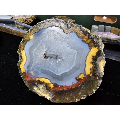 114 - A collection of good large crystal geode slices presenting some stunning natural patterns featuring ... 