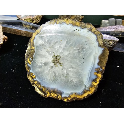 114 - A collection of good large crystal geode slices presenting some stunning natural patterns featuring ... 