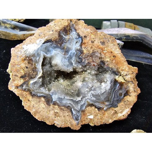 114 - A collection of good large crystal geode slices presenting some stunning natural patterns featuring ... 