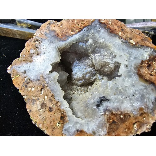 114 - A collection of good large crystal geode slices presenting some stunning natural patterns featuring ... 