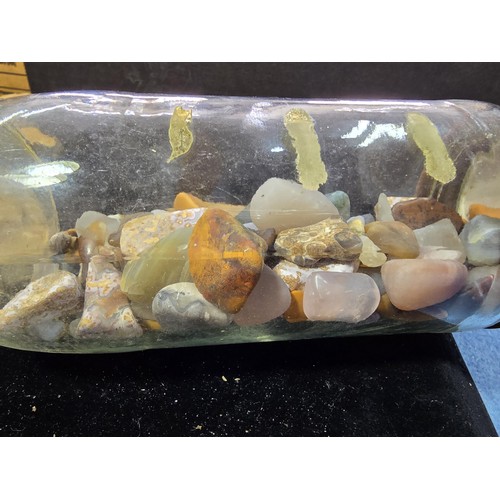 117 - A large collection of various of rocks crystal and mineral specimens along with 2 jars of polished a... 