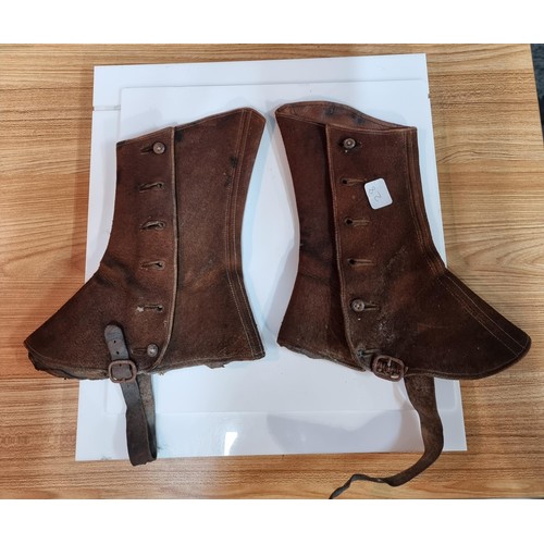 270 - Pair of antique real leather equestrian spats appear to be in good order.