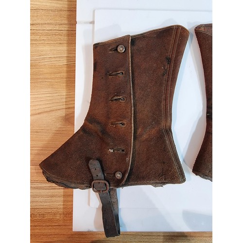 270 - Pair of antique real leather equestrian spats appear to be in good order.