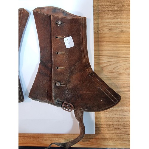 270 - Pair of antique real leather equestrian spats appear to be in good order.