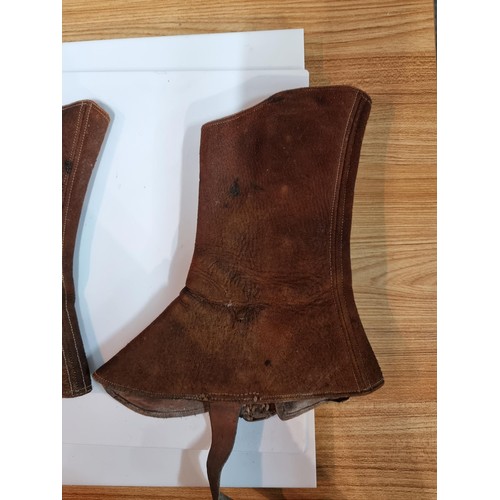 270 - Pair of antique real leather equestrian spats appear to be in good order.