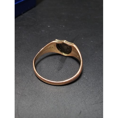 238 - Stunning antique hallmarked 9ct. rose gold ring having a blank shield cartouche to the front. Hallma... 