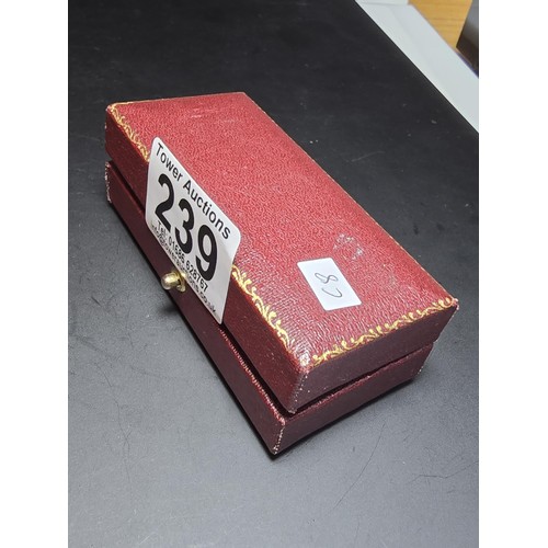 239 - Good quality pair of hallmarked 9ct. yellow gold cufflinks fitted in their original case by the Chel... 