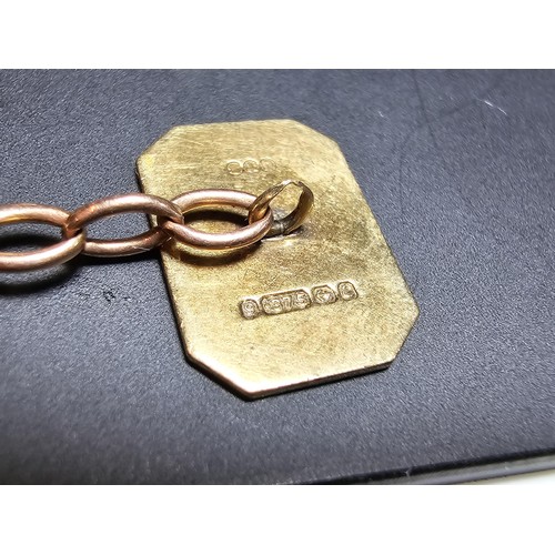 240 - Good quality pair of vintage hallmarked 9ct. yellow gold cufflinks with an ornate machine turned des... 
