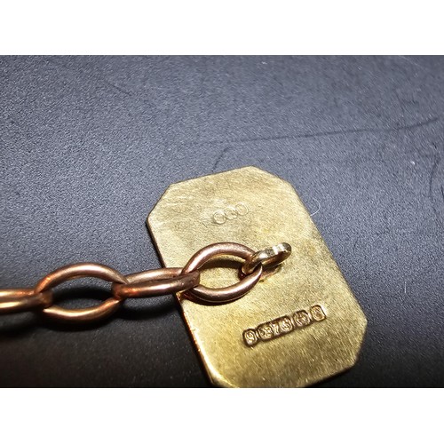 240 - Good quality pair of vintage hallmarked 9ct. yellow gold cufflinks with an ornate machine turned des... 