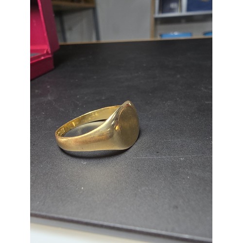 237 - Good quality antique hallmarked 18ct. yellow gold gents ring, hallmarked to Birmingham, 1894. In goo... 