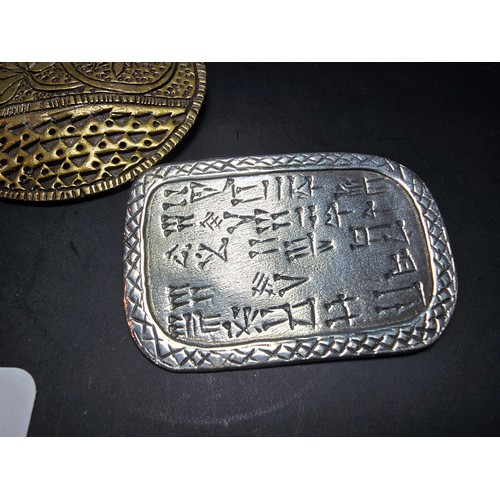 191 - A collection of 3 good unusual large brooches to include a large 925 silver brooch with an ancient s... 