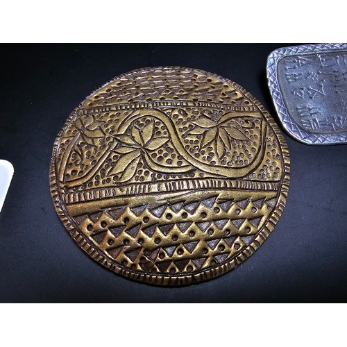 191 - A collection of 3 good unusual large brooches to include a large 925 silver brooch with an ancient s... 