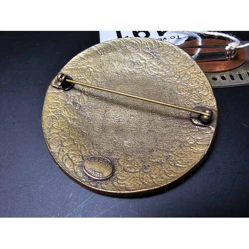 191 - A collection of 3 good unusual large brooches to include a large 925 silver brooch with an ancient s... 