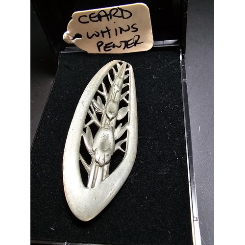 200 - A genuine vintage Scottish pewter brooch by Ceard Whins made in Scotland with a barley type design, ... 