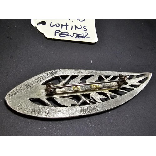 200 - A genuine vintage Scottish pewter brooch by Ceard Whins made in Scotland with a barley type design, ... 