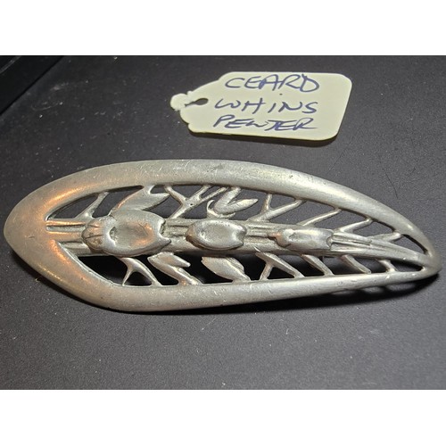 200 - A genuine vintage Scottish pewter brooch by Ceard Whins made in Scotland with a barley type design, ... 