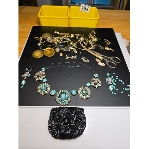 194 - A large quantity of various jewellery to include an ornate matching vintage turquoise and coral neck... 