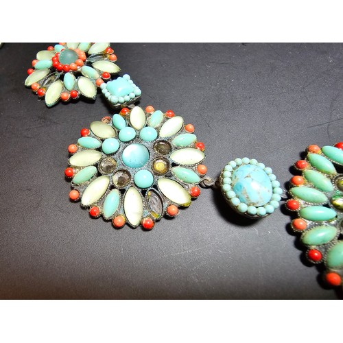 194 - A large quantity of various jewellery to include an ornate matching vintage turquoise and coral neck... 