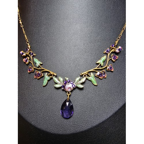 186 - A very pretty vintage necklace by Anne Koplik designs made in USA featuring a pretty enamelled flora... 