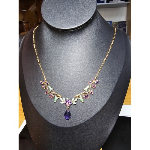 186 - A very pretty vintage necklace by Anne Koplik designs made in USA featuring a pretty enamelled flora... 