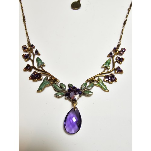 186 - A very pretty vintage necklace by Anne Koplik designs made in USA featuring a pretty enamelled flora... 