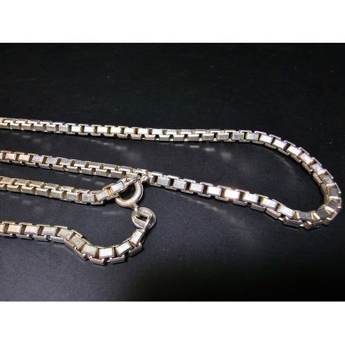187 - A good quality chunky and heavy 925 sterling sliver neck chain with a box link design, the chain has... 