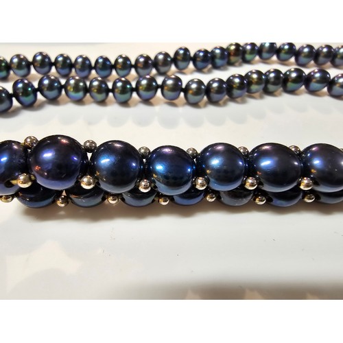 222 - Fine quality crown Jersey black pearl necklace and matching bracelet which are beautifully cultured.... 