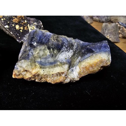 230 - A collection of 7 pieces of very rare genuine Blue John fluorite specimens which came from the Derby... 