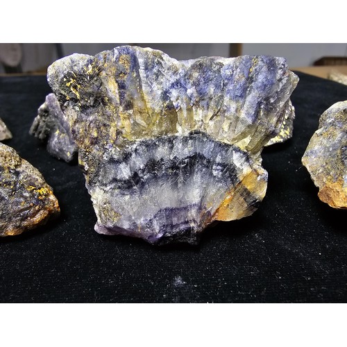 230 - A collection of 7 pieces of very rare genuine Blue John fluorite specimens which came from the Derby... 