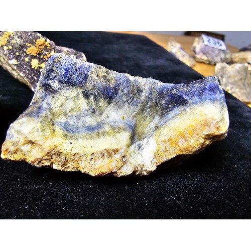 230 - A collection of 7 pieces of very rare genuine Blue John fluorite specimens which came from the Derby... 