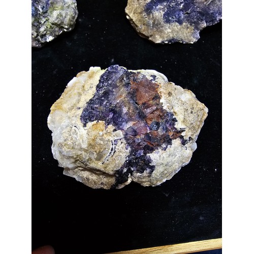 232 - A collection of 6 pieces of very rare genuine Blue John fluorite specimens which came from the Derby... 