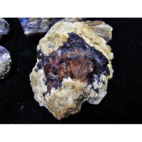 232 - A collection of 6 pieces of very rare genuine Blue John fluorite specimens which came from the Derby... 