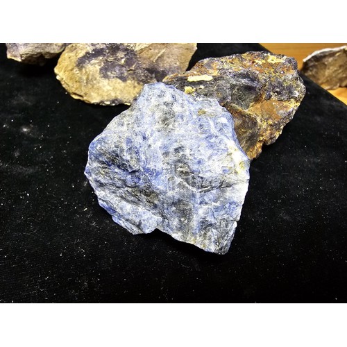 232 - A collection of 6 pieces of very rare genuine Blue John fluorite specimens which came from the Derby... 