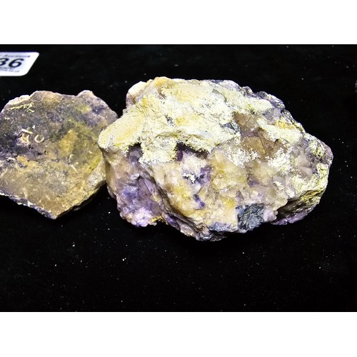 232 - A collection of 6 pieces of very rare genuine Blue John fluorite specimens which came from the Derby... 