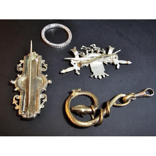 214 - A bundle of jewellery to include Pandora 925 Silver ring, an Antique hallmarked Silver sweetheart br... 