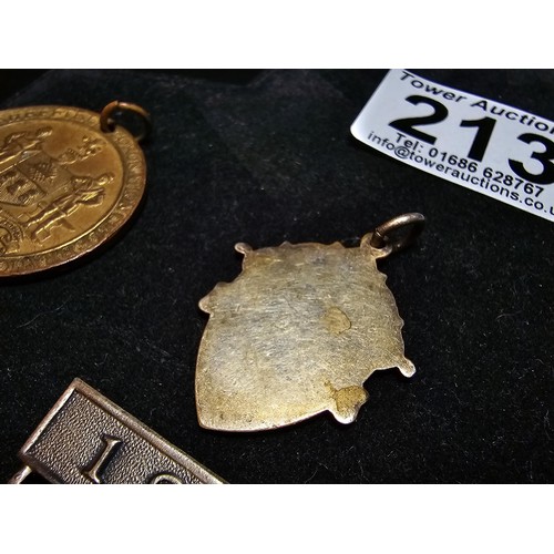 213 - A collection of 8x various medals to include 4 Sterling Silver medals, 3 of which are football relat... 