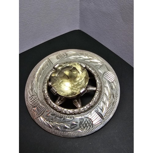 225 - A genuine ~Scottish large sterling silver brooch with full Scottish hallmarks to the back. The brooc... 