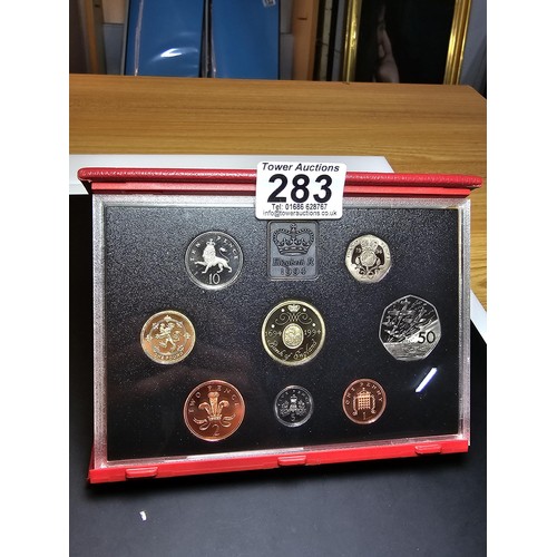 283 - An attractive Royal Mint 1994 red leather deluxe coin proof set featuring the £2 coin, the set displ... 