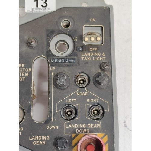 13 - Vintage section of a cockpit panel from a 1964 F-100 Super Sabre aircraft complete with its emerganc... 
