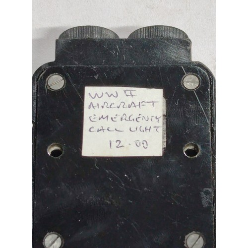 16 - Good quality WWII aircraft emergency call out light with intact lens to the front stamped with the A... 
